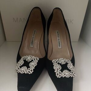 Manolo Blahnik Black Suede Pumps